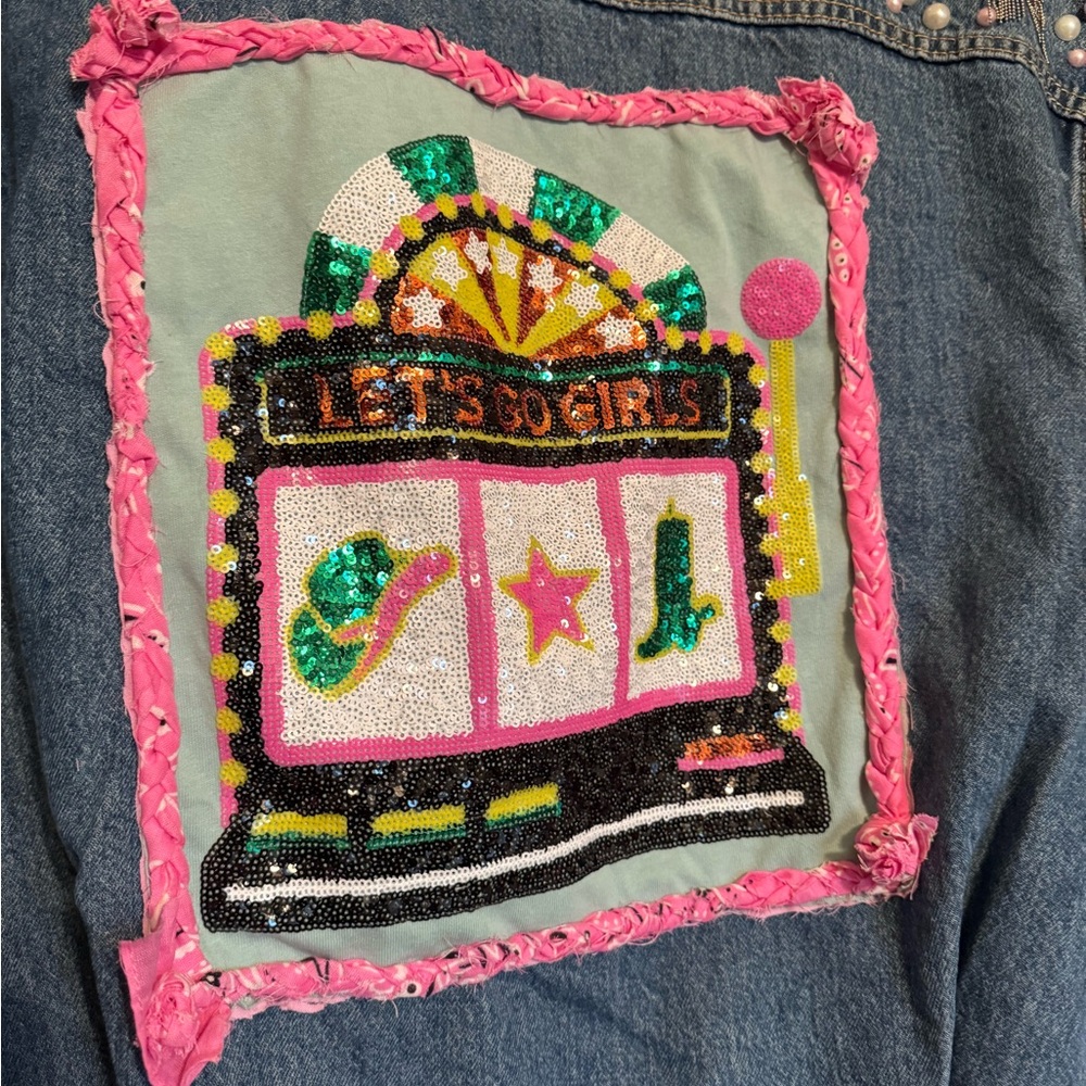 Handmade Personalized Levi Jean Jacket- Lets Go Girls Jean Jacket - Picture 2 of 9